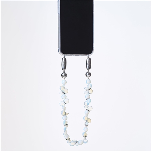 Linked Teardrop wristlet / moonstone/rhodium