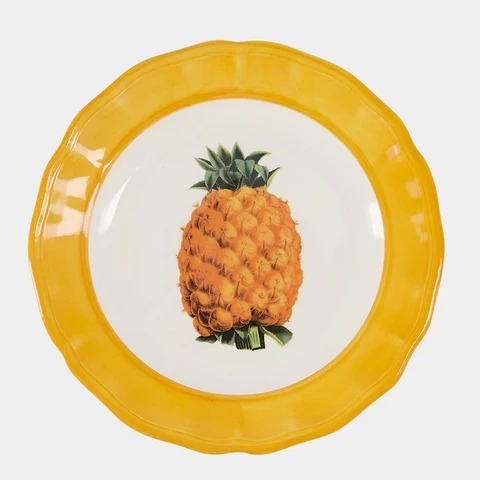 BOTANICA CERAMIC SALAD PLATE-PINEAPPLE