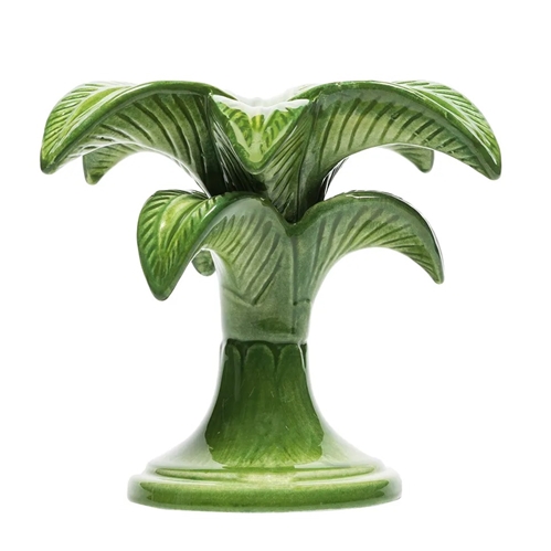 SMALL PALM CERAMIC  CANDLESTICK HOLDER