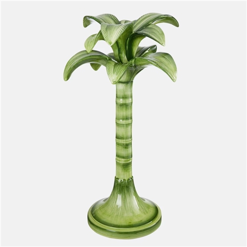 CERAMIC PALM CANDLEHOLDER - LARGE (GREEN)
