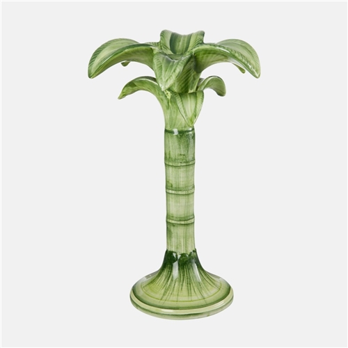 CERAMIC PALM CANDLEHOLDER - MEDIUM (GREEN)