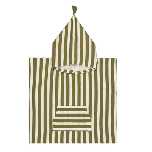 Bath Poncho Suzon in Terry / Stripes kaki & white / 1-3