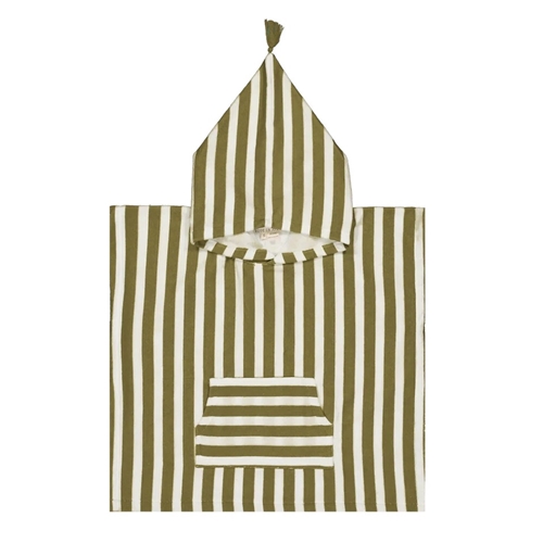 Bath Poncho Suzon in Terry / Stripes kaki & white / 4-6
