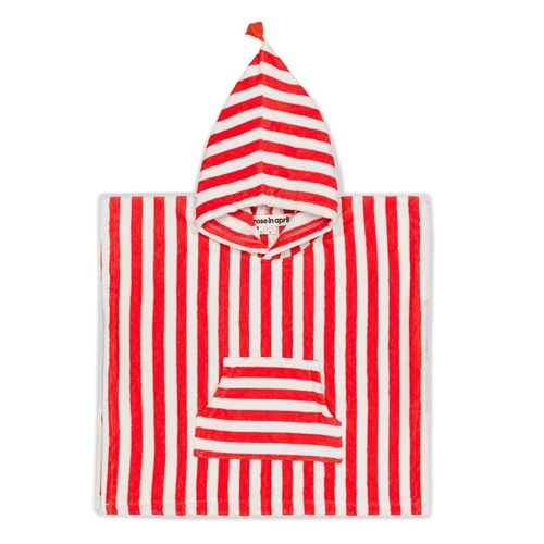 Bath Poncho Suzon in Terry / Stripes tomato / 1-3