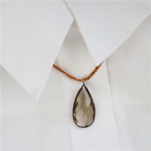 Golden Rutile Beads & Smoky Topaz Stone