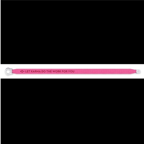 Satin Bracelet "Let Karma Do The Work For You" Neon Pink