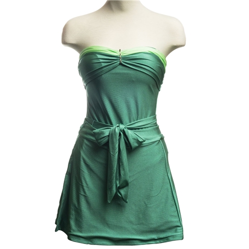 Sienna Swimsuit / Green 2 Tone strapless