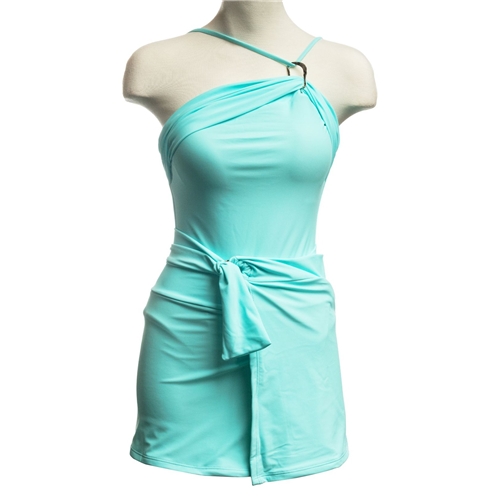 Jade Swimsuit / Blue one shoulder metal