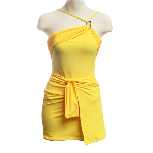 Jade Swimsuit / Yellow-one shoulder metal
