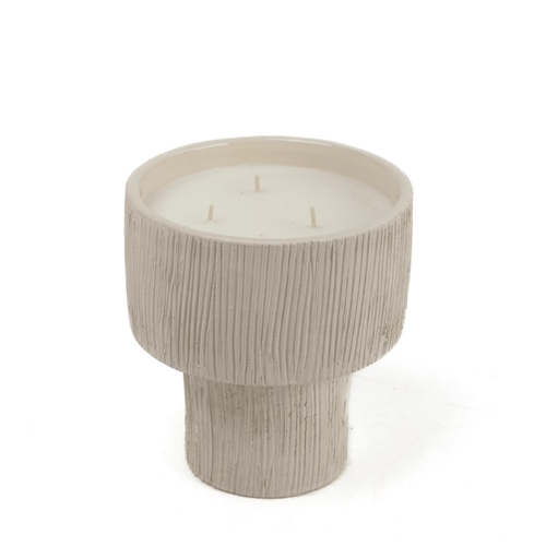 BOUGIE COUPE STRIEE BLANCHE/FLEUR D'ORANGER