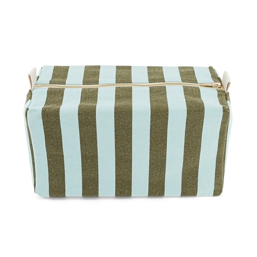 Toilet Bag Vic / Print stripes aqua olive