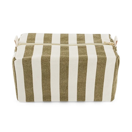 Toilet Bag Vic / Print stripes olive green