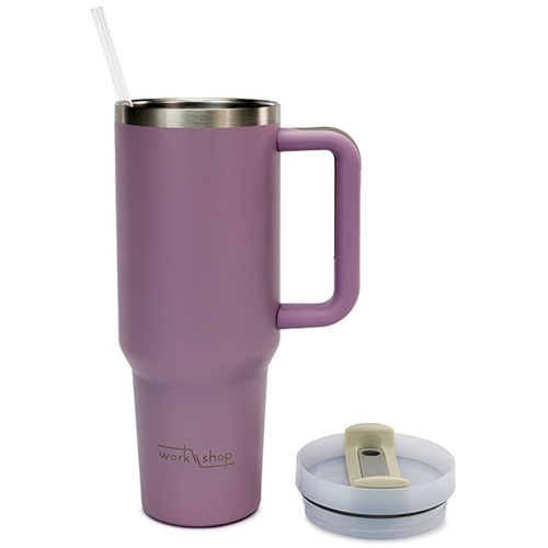 Stainless Steel Tumbler with Plastic Straw - 1136 ml / Pink
