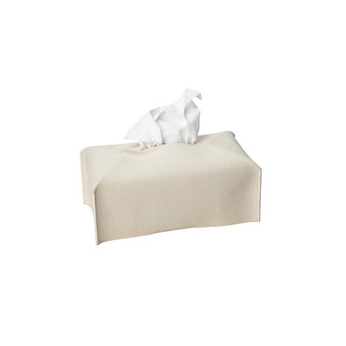 Leather Tissue Cover Rectangular / White