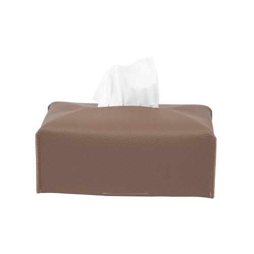 Leather Tissue Cover Rectangular / Mocha Brown