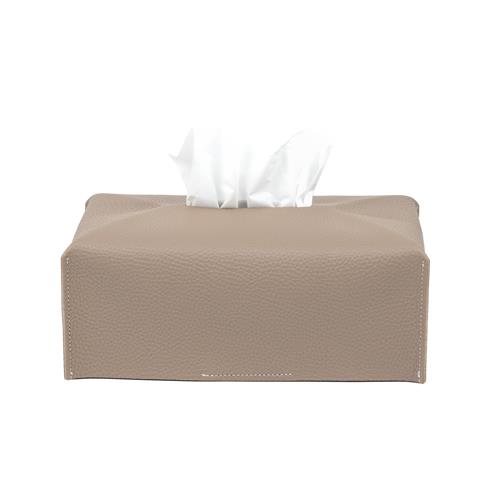 Leather Tissue Cover Rectangular / Gray Brown