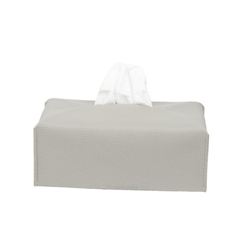 Leather Tissue Cover Rectangular / Light Gray