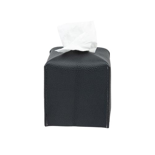 Leather Tissue Cover Square / Black