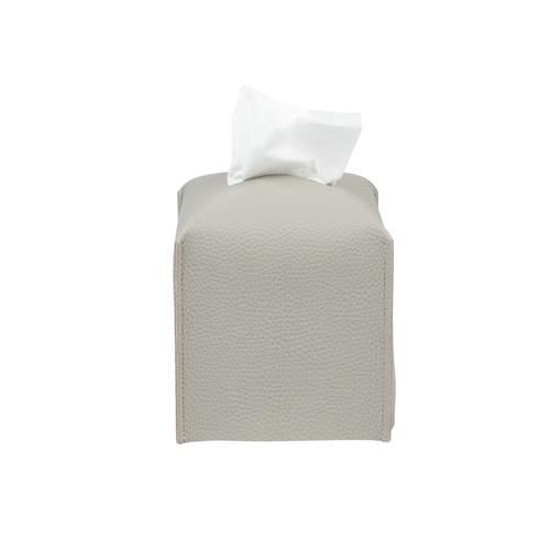 Leather Tissue Cover Square / Light Gray
