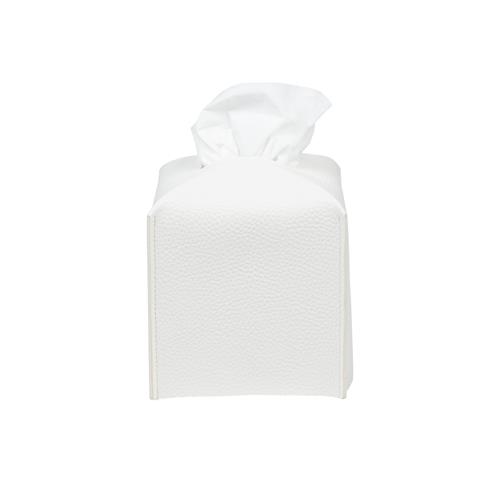 Leather Tissue Cover Square / White