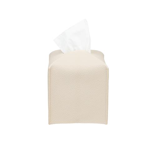 Leather Tissue Cover Square / Beige