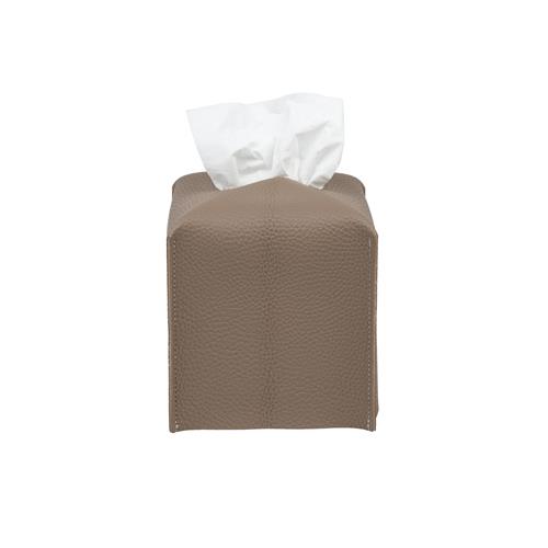 Leather Tissue Cover Square / Mocha Brown
