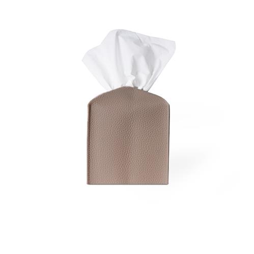 Leather Tissue Cover Square / Gray Brown