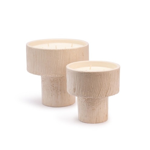 BOUGIE COUPE STRIEE BLANCHE/FLEUR D'ORANGER