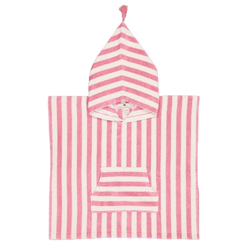 Bath Poncho Suzon in Terry / Stripes Strawberry & White / 1-3