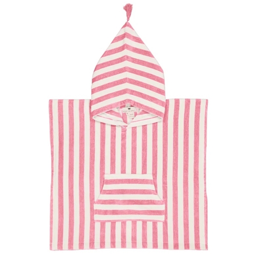 Bath Poncho Suzon in Terry / Stripes Strawberry & White / 4-6