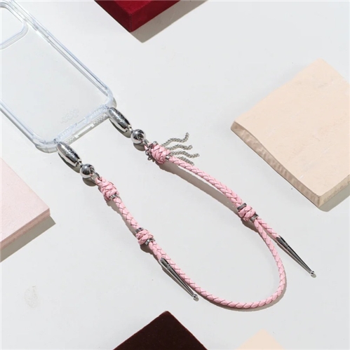 Leather Bolo Wristlet / Peony Pink