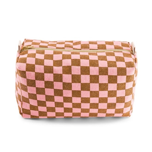 Toilet Bag Vic / Checks Strawberry/Caramel