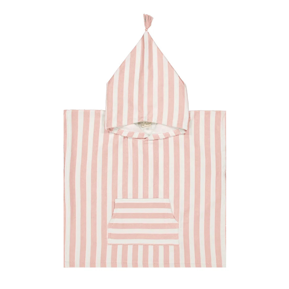 Bath Poncho Suzon in Terry / Stripes Light Pink & White / 1y-3y